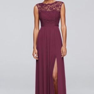 Long Bridesmaid Dress with Lace Bodice